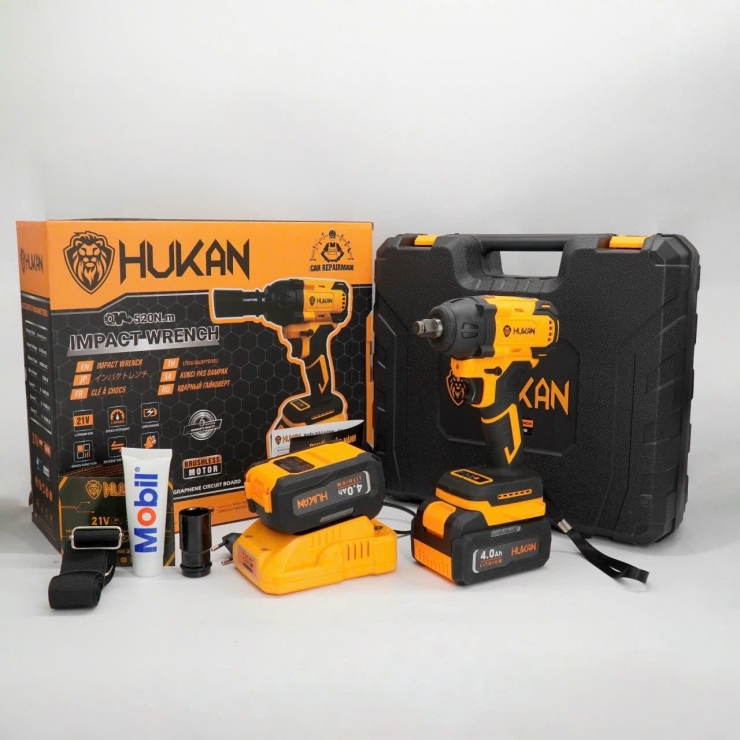 Combo Máy Siết Bulong Dùng Pin Hukan HK-IWH520G ( Kết Hợp Pin Mới Gen 2 )