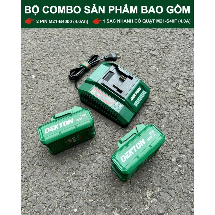 Combo Pin Dekton M21-B4000 Tặng Sạc S40F có quạt