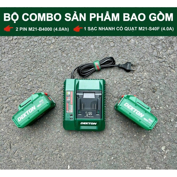 Combo Pin Dekton M21-B4000 Tặng Sạc S40F có quạt