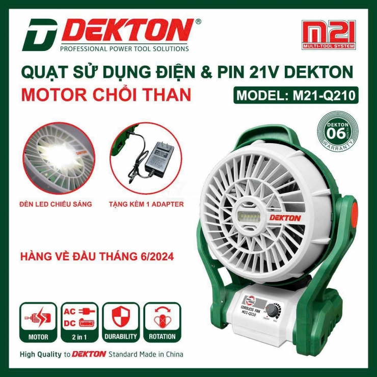 Thân Quạt Pin & Điện Dekton M21-Q210 ( Chưa Pin & Sạc )