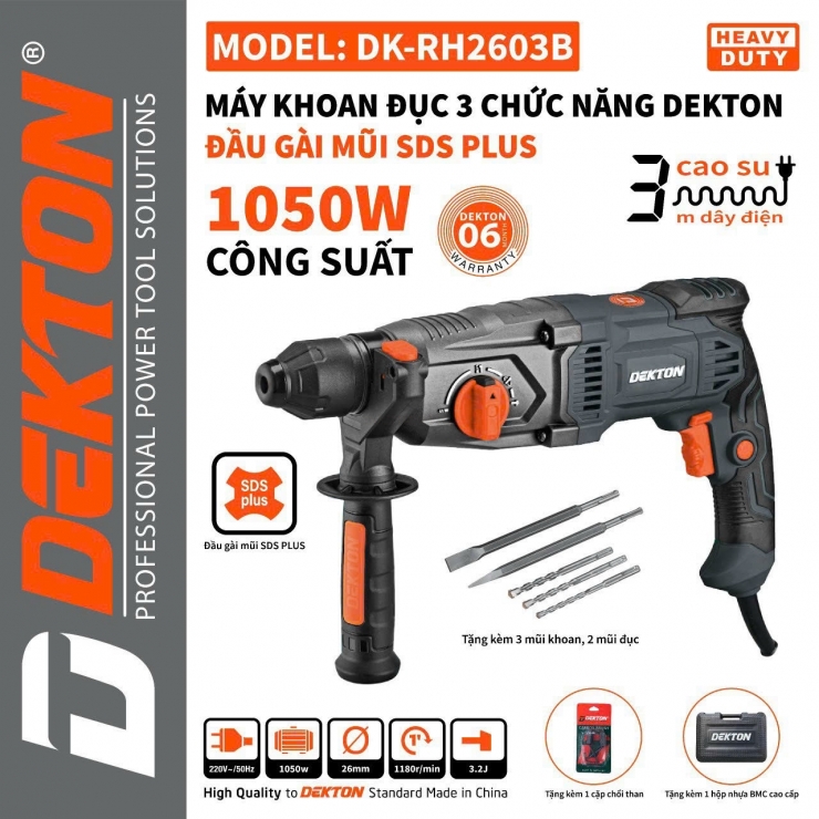 Máy khoan đục 1050W Dekton DK-RH2603B