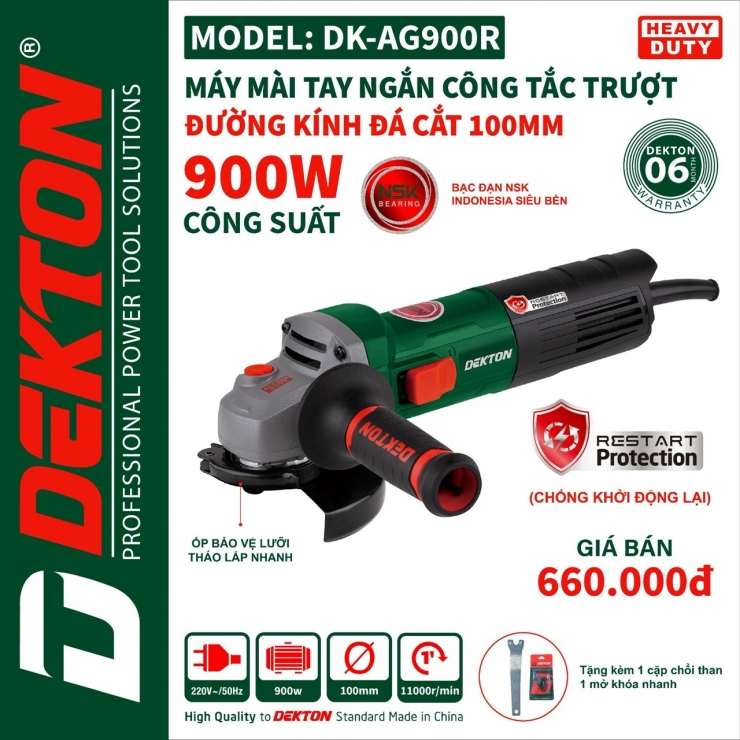 Máy mài điện 900W Dekton DK-AG900R công tắc trượt