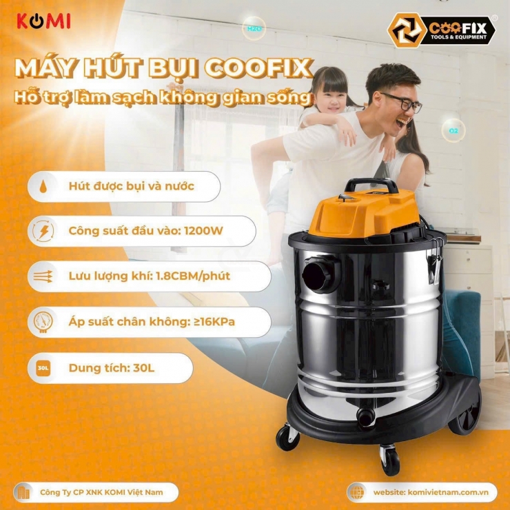 Máy hút bụi 30 lít COOFIX CF-VC001B 1200W