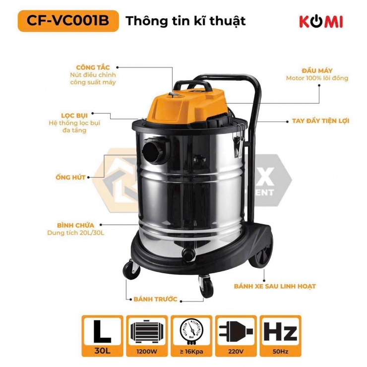 Máy hút bụi 30 lít COOFIX CF-VC001B 1200W