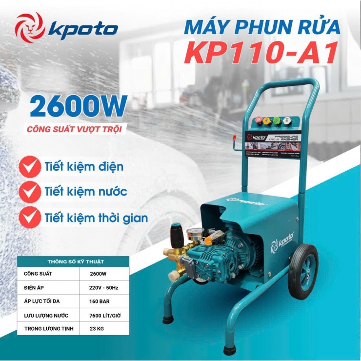 Máy Rửa Xe Cao Áp Kpoto KP110-A1 (160Bar - 2600W )