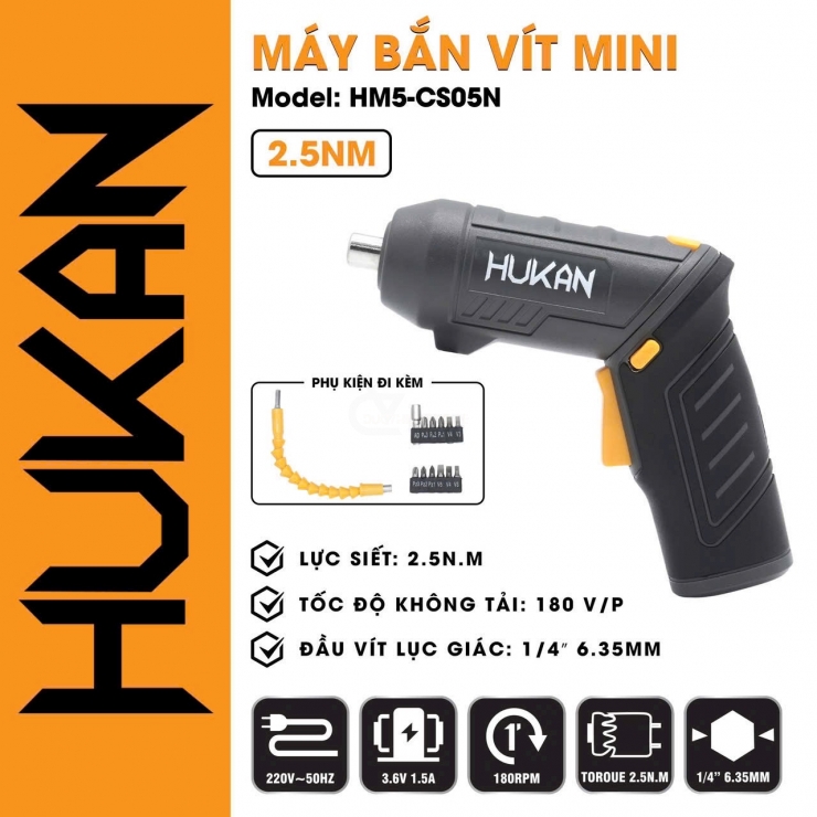 Máy vặn vít gập dùng pin Hukan HM5-CS05N 3.6V