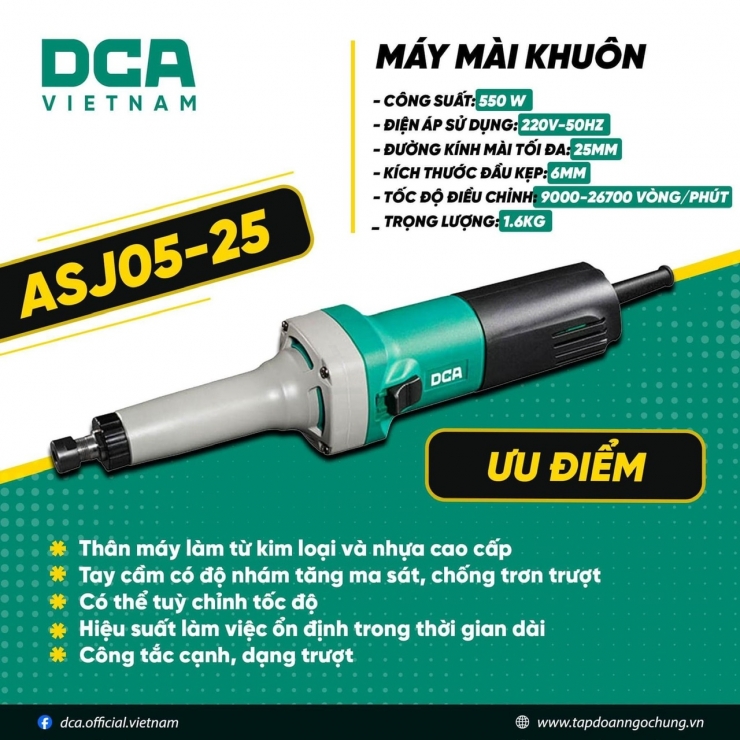 Máy mài khuôn DCA ASJ05-25 ( Chỉnh tốc 550W )