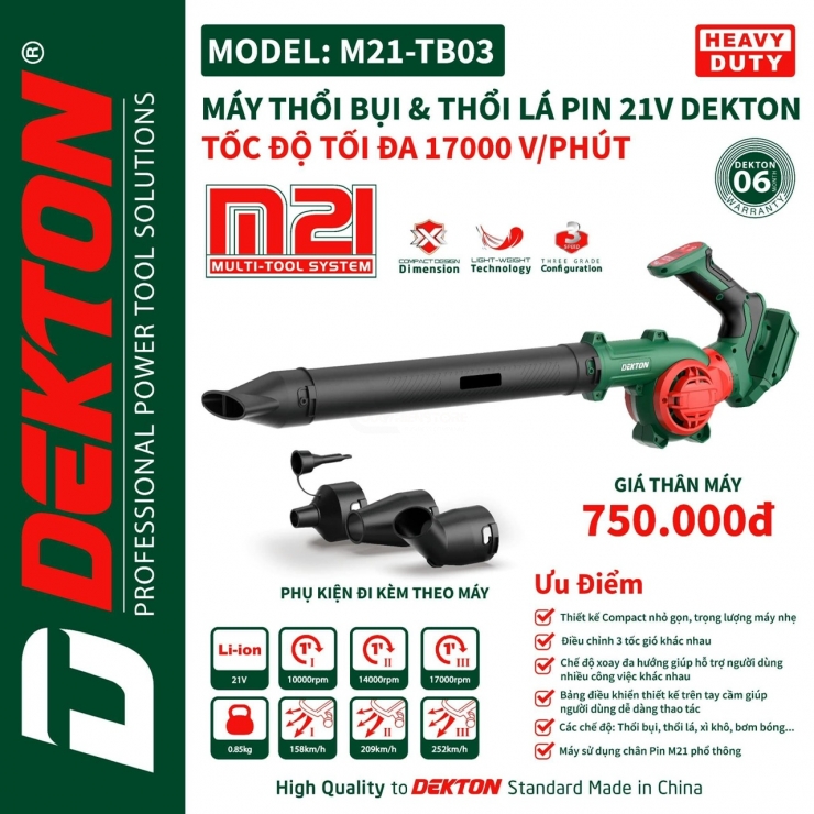 Máy thổi bụi Pin 21V Dekton M21-TB03 