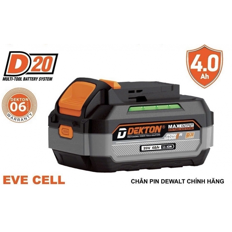 Pin Dekton D20-B4000EVE 10cell 4Ah ( Chân Pin Dewalt )