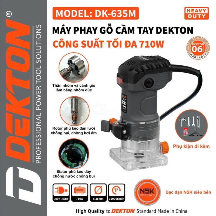 Máy phay 6mm Dekton-DK635M 