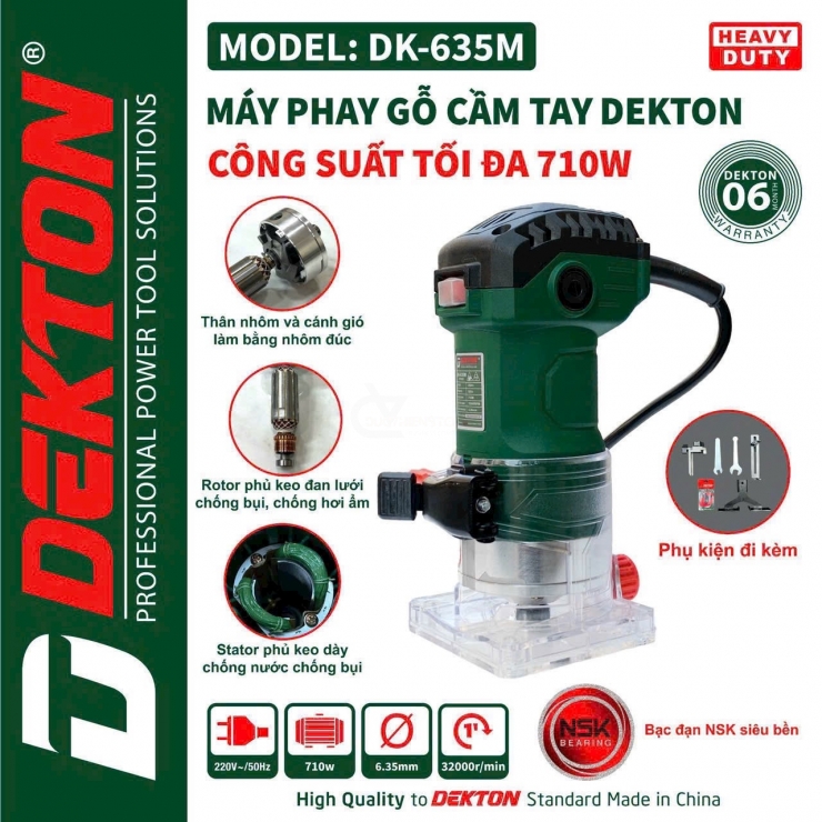 Máy phay 6mm Dekton-DK635M 