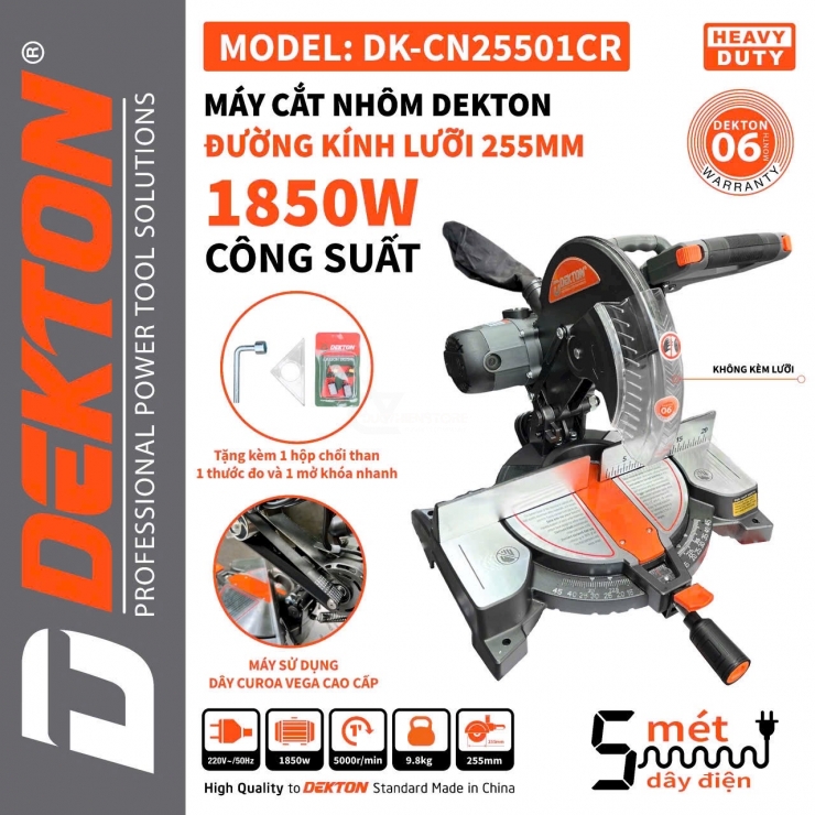 Máy cắt nhôm 255mm Dekton DK-CN25501CR dây Curoa ( không kèm lưỡi )