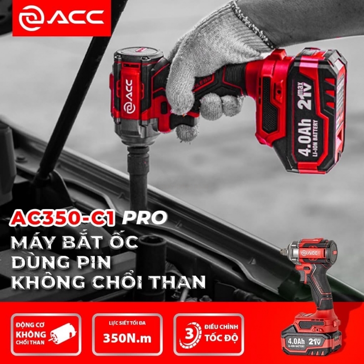 Combo máy siết bulong Pin 350Nm ACC AC350-C1 PRO