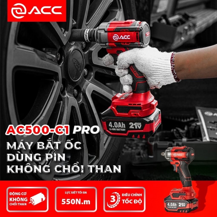 Combo máy siết bulong Pin 550Nm ACC AC500-C1 PRO