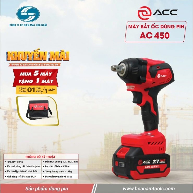 Combo máy siết bulong Pin 350Nm ACC AC350