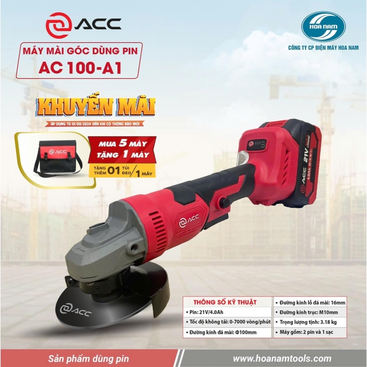 Combo máy mài Pin 100mm ACC AC100-A1