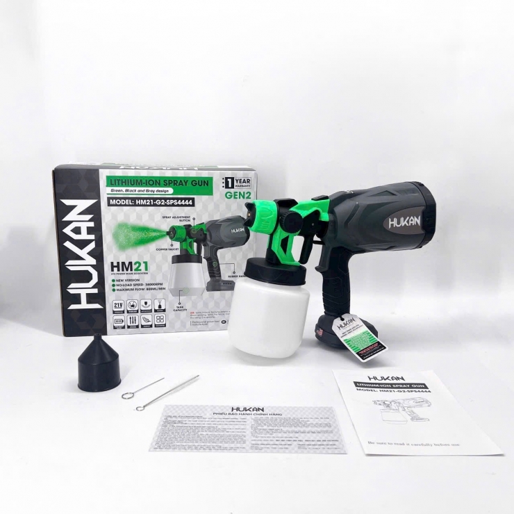 Máy phun sơn Pin 21V Hukan HM21-G2-SPS4444