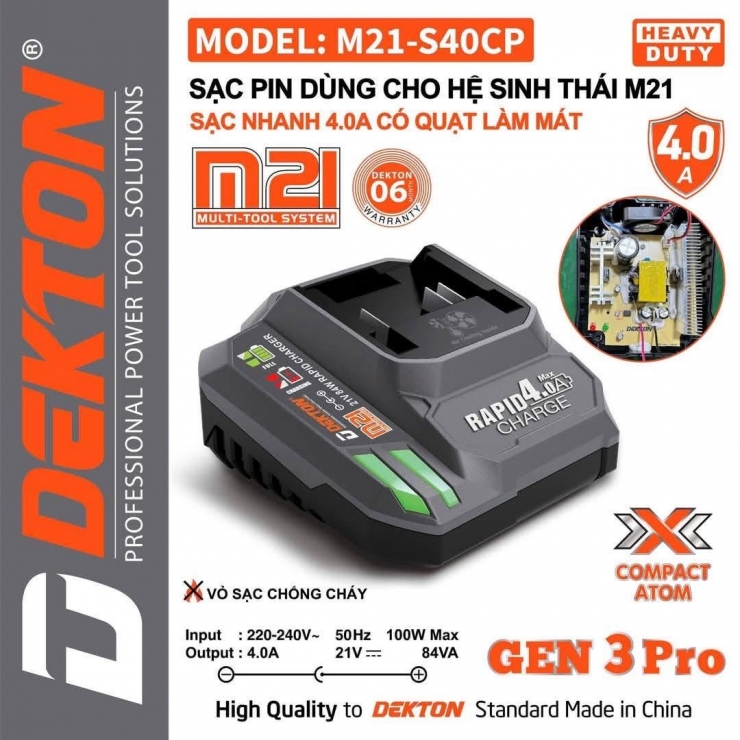 Đế sạc nhanh 4.0Ah Dekton M21-S40CP Gen 3 Compact Atom