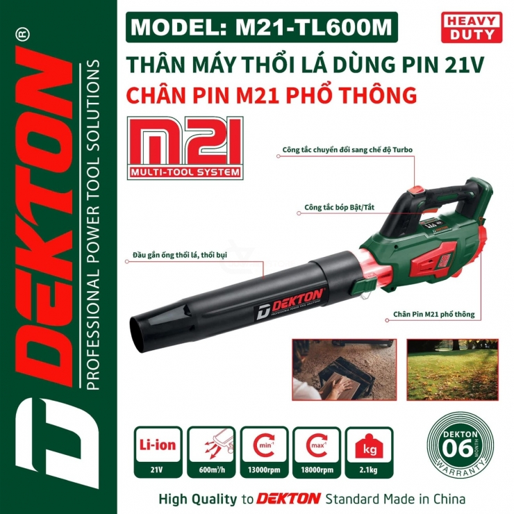 Máy thổi lá Pin 21V Dekton M21-TL600M Turbo