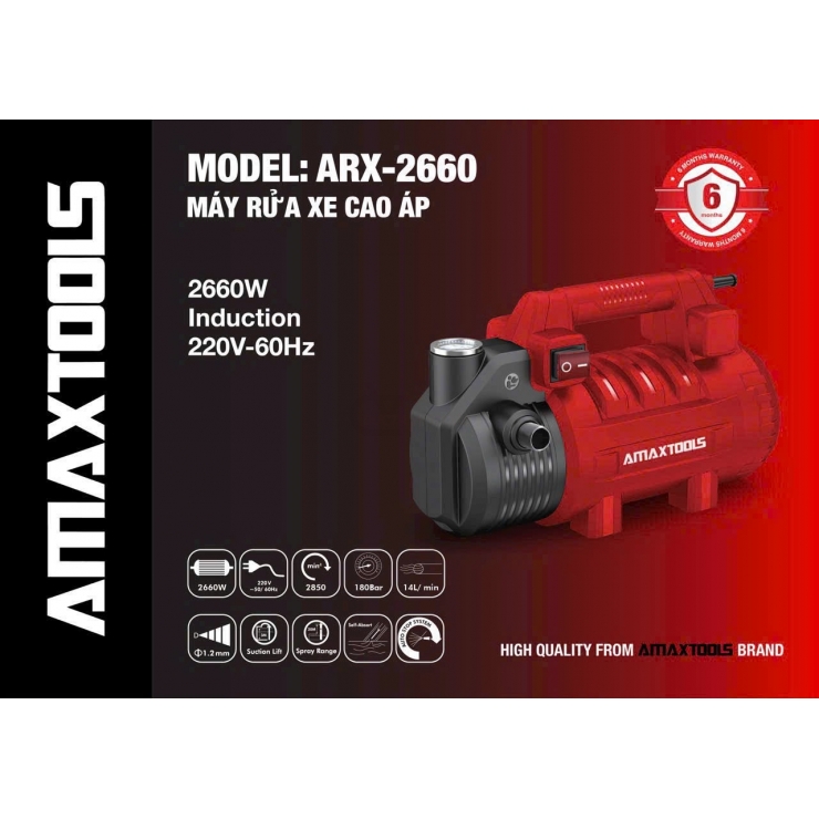 Máy rửa xe áp cao 2660W Amaxtools AMG-2660 