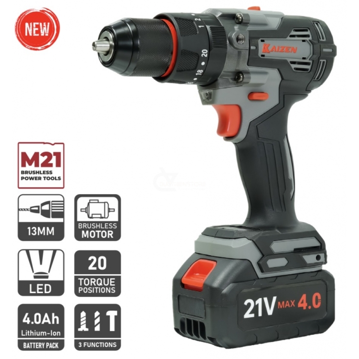 Máy khoan Pin 21V 80Nm Kaizen KZ-621A Brushless