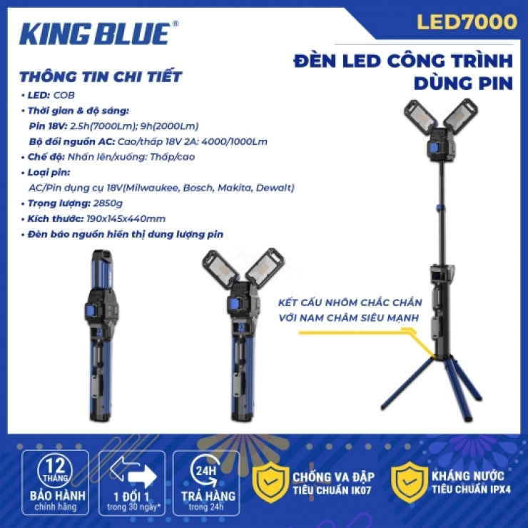Đèn Led công trình dùng Pin Kingblue LED7000