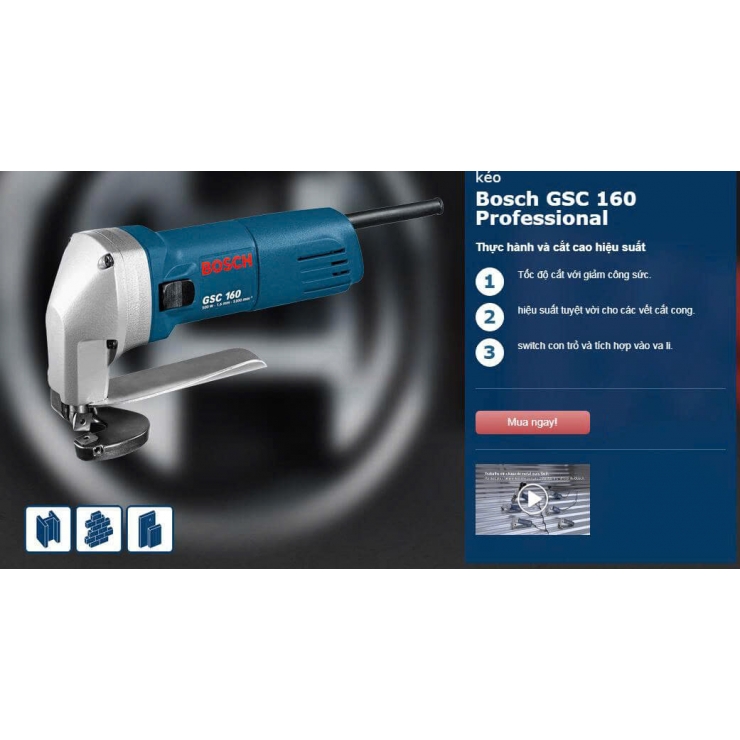 Máy cắt tôn 1.6mm Bosch GSC 160 Professional