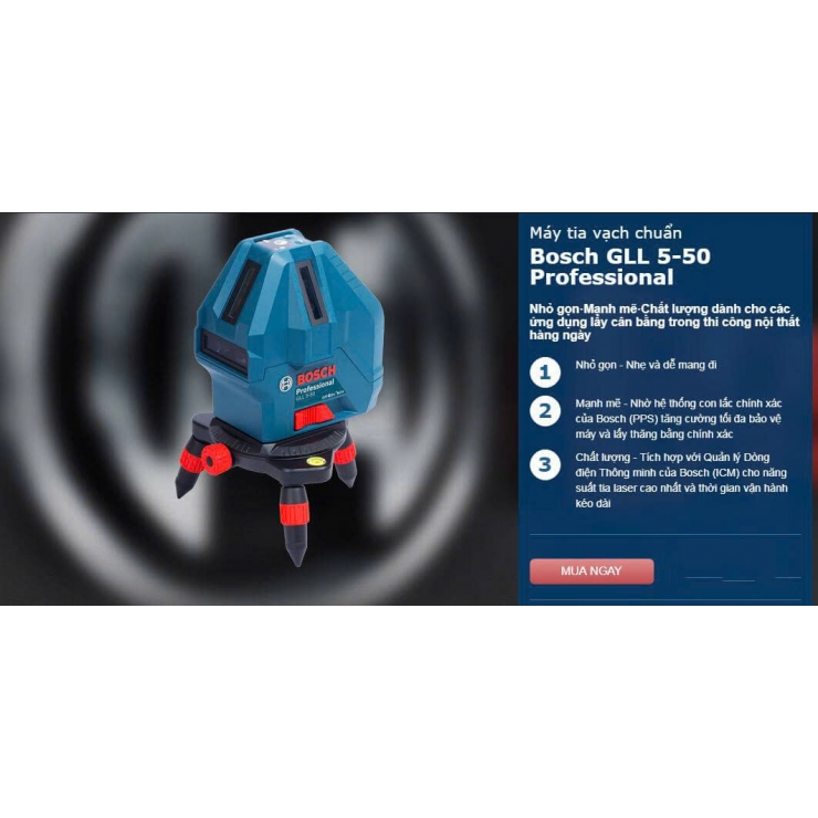 Máy cân mực Laseer Bosch GLL 5-50 X Professional 5 tia đỏ