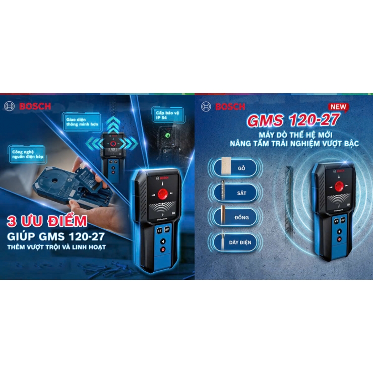 Máy dò đa năng 120mm Bosch GMS 120-27 Professional