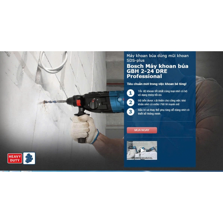 Máy khoan bê tông 790W Bosch GBH 2-24 DRE Professional
