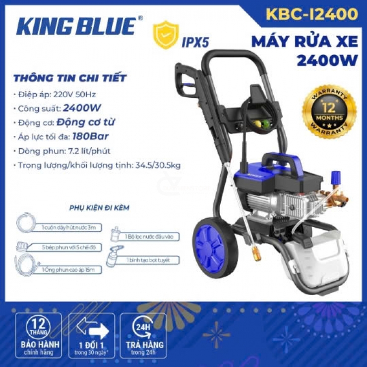 Máy rửa xe áp cao 2.4kW Kingblue KBC-I2400 