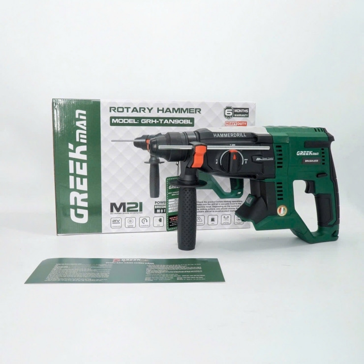 Máy khoan bê tông Pin 21V Greekman GRH-TAN90BL 3 chức năng