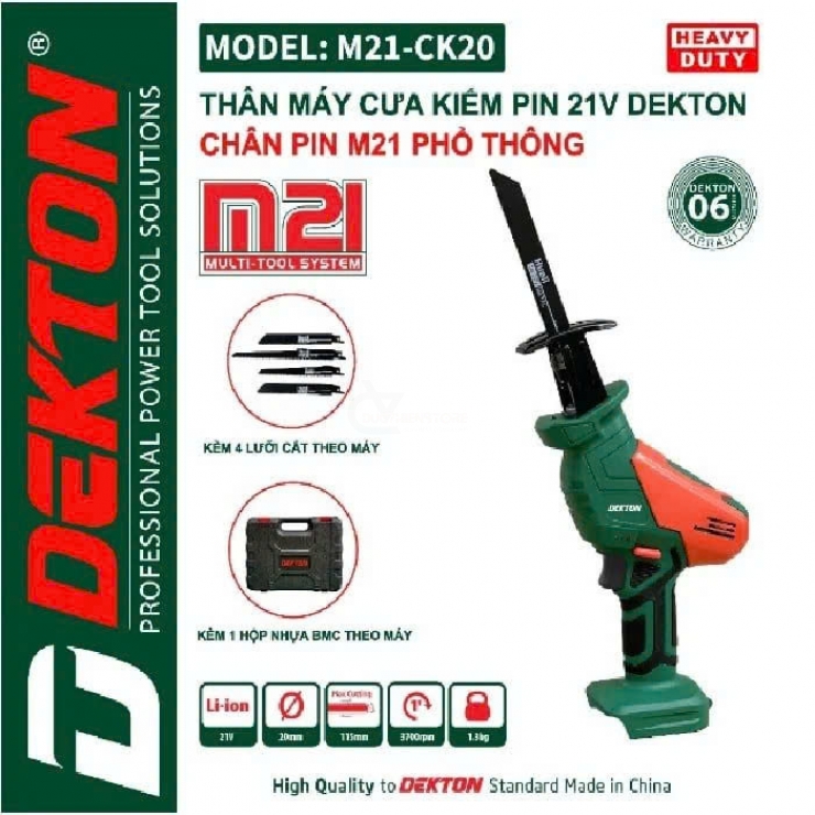 Máy cưa kiếm dùng Pin 21V Dekton M21-CK20