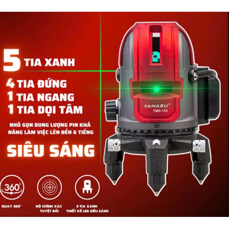 Máy cân mực Laser 5 tia xanh Yamasu YMS-155