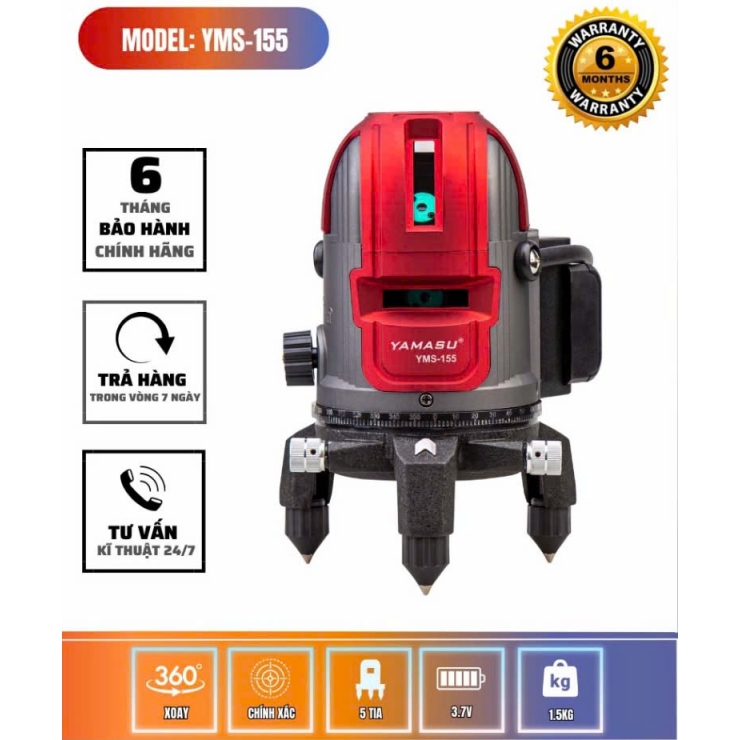 Máy cân mực Laser 5 tia xanh Yamasu YMS-155
