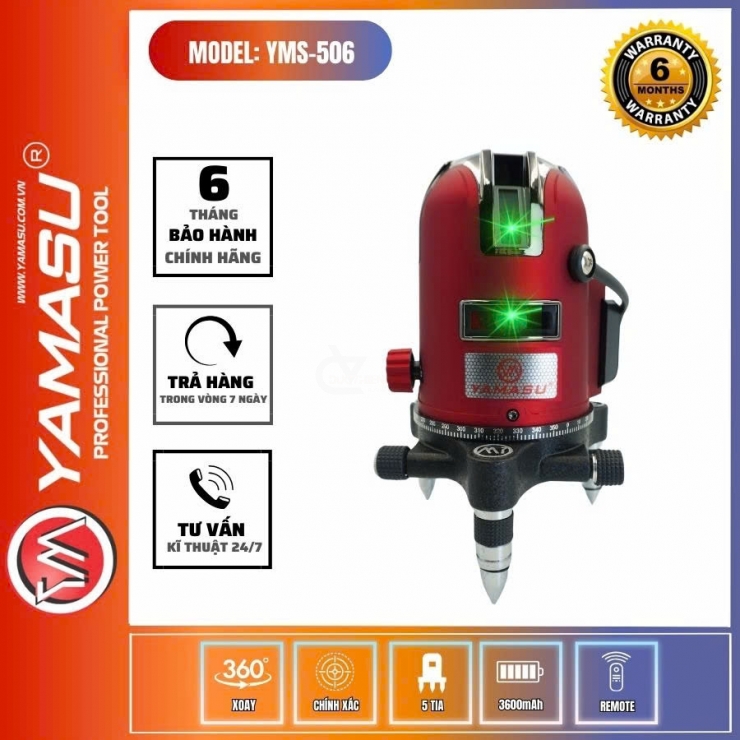 Máy cân mực Laser 5 tia xanh Yamasu YMS-506
