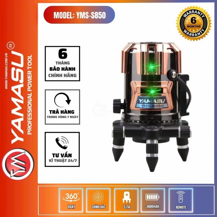 Máy cân bằng Laser 5 tia xanh Yamasu YMS-S850 Series S