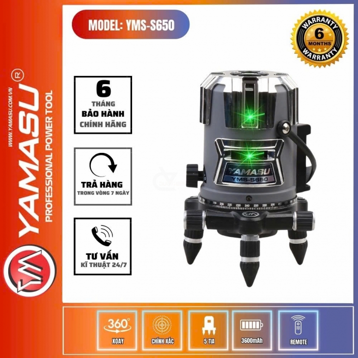 Máy cân bằng Laser 5 tia xanh Yamasu YMS-S650 Series S