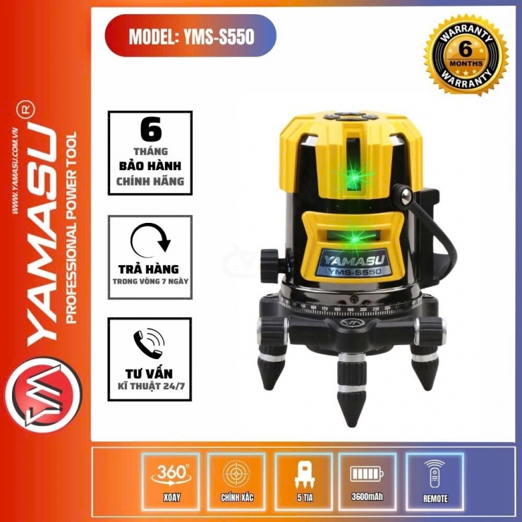 Máy cân bằng Laser 5 tia xanh Yamasu YMS-S550 Series S