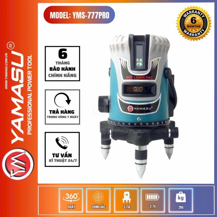 Máy cân bằng Laser 5 tia xanh Yamasu YMS-777 PRO