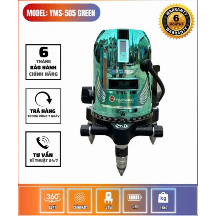Máy cân bằng Laser 5 tia xanh Yamasu YMS-505GREEN
