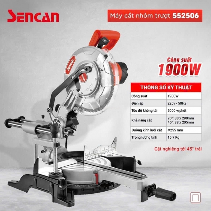 Máy cắt nhôm trượt 255mm Sencan 552506