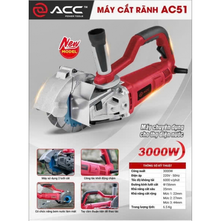 Máy cắt rãnh tường 2 lưỡi ACC AC51 3000W