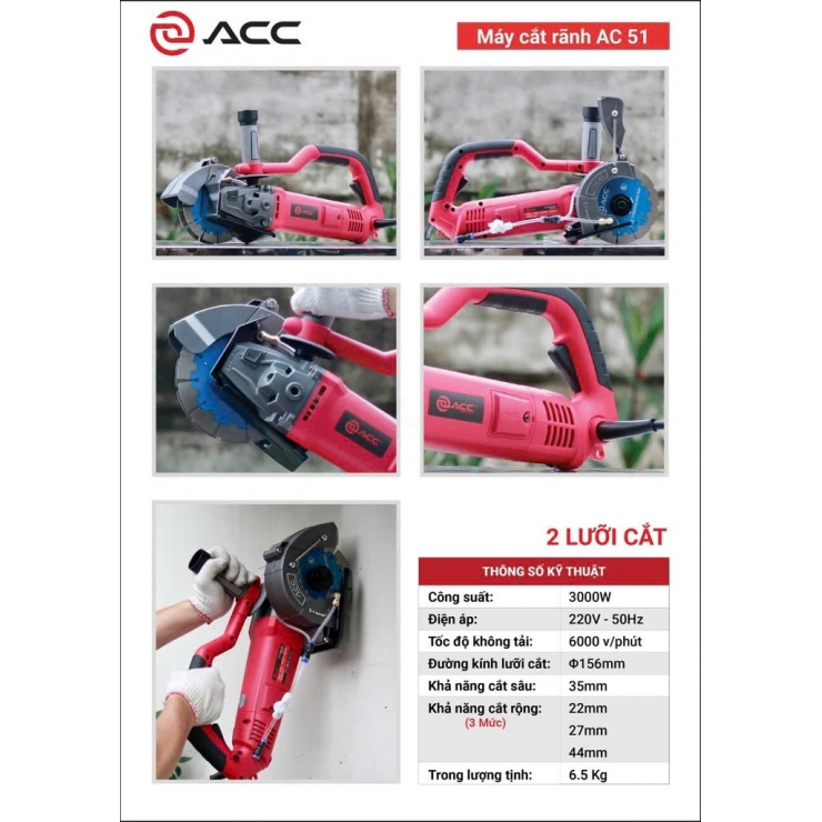 Máy cắt rãnh tường 2 lưỡi ACC AC51 3000W