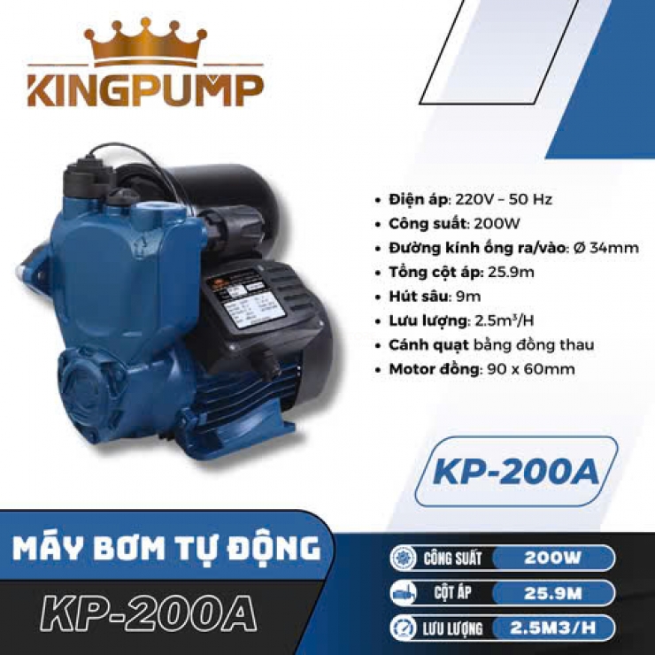 Máy bơm tăng áp điện tử 200W KINGPUMP KP-200A