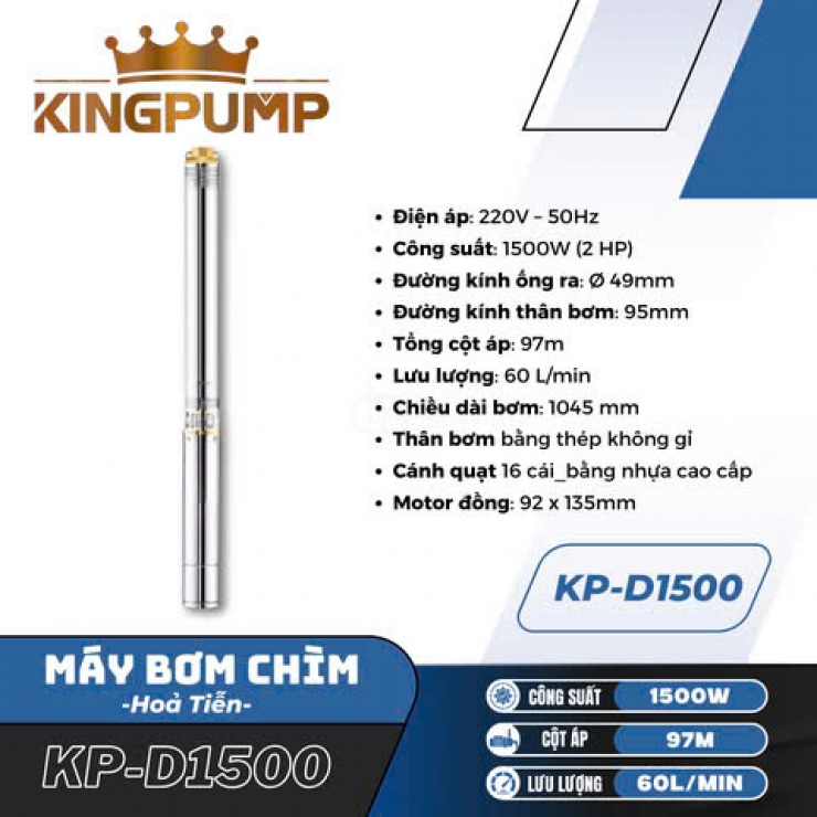 Máy bơm hoả tiễn 1.5kW Kingpump KP-D1500 