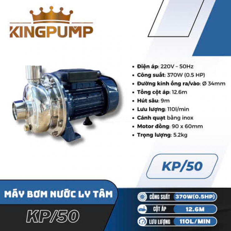 Máy bơm li tâm 0.75kW Kingpump KP/50 cánh Inox