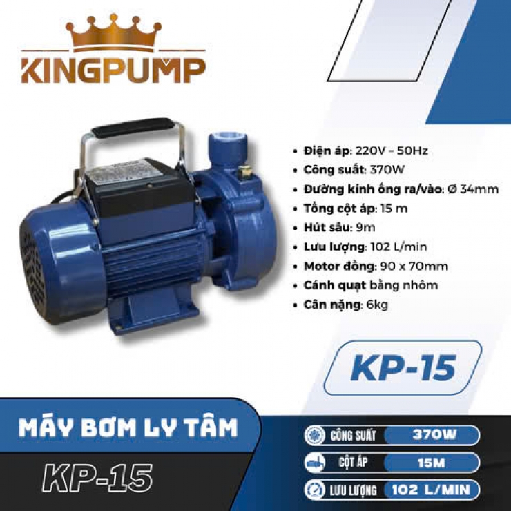 Máy bơm nước đẩy cao 370W Kingpump KP-15