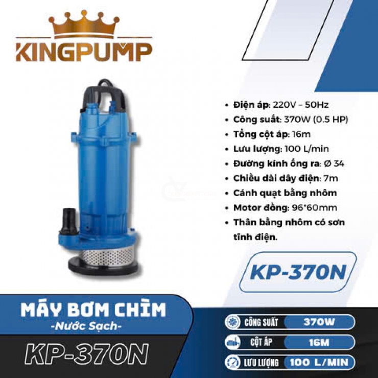 Máy bơm chìm thân nhôm 0.37kW Kingpump KP-370N
