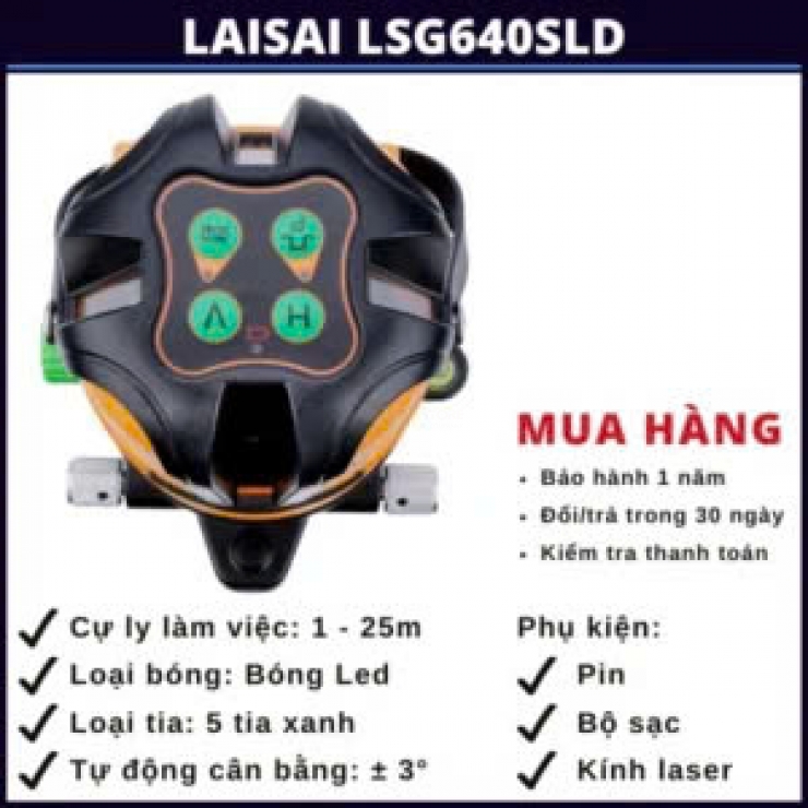 Máy cân bằng Laser 5 tia xanh Laisai LSG640SLD